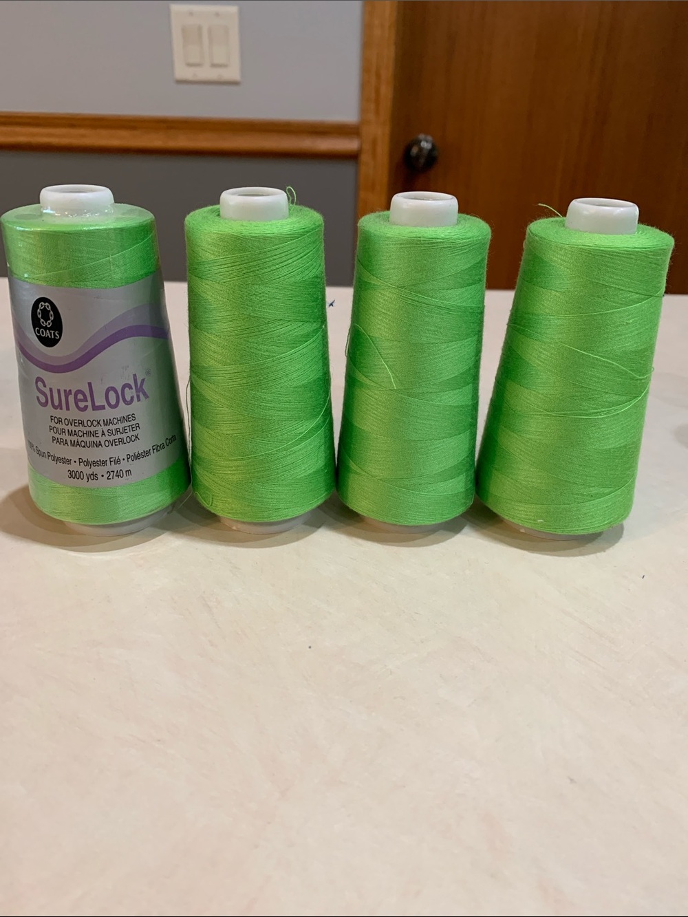 Green Serger Thread - lot of 4